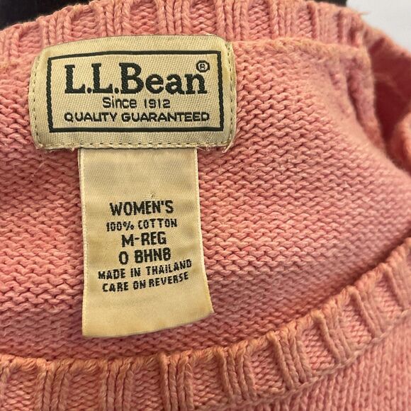 Vintage Y2K 00s Women's LL Bean Sweater Size M Pink Heavy Thick Cotton Knit - Picture 7 of 7